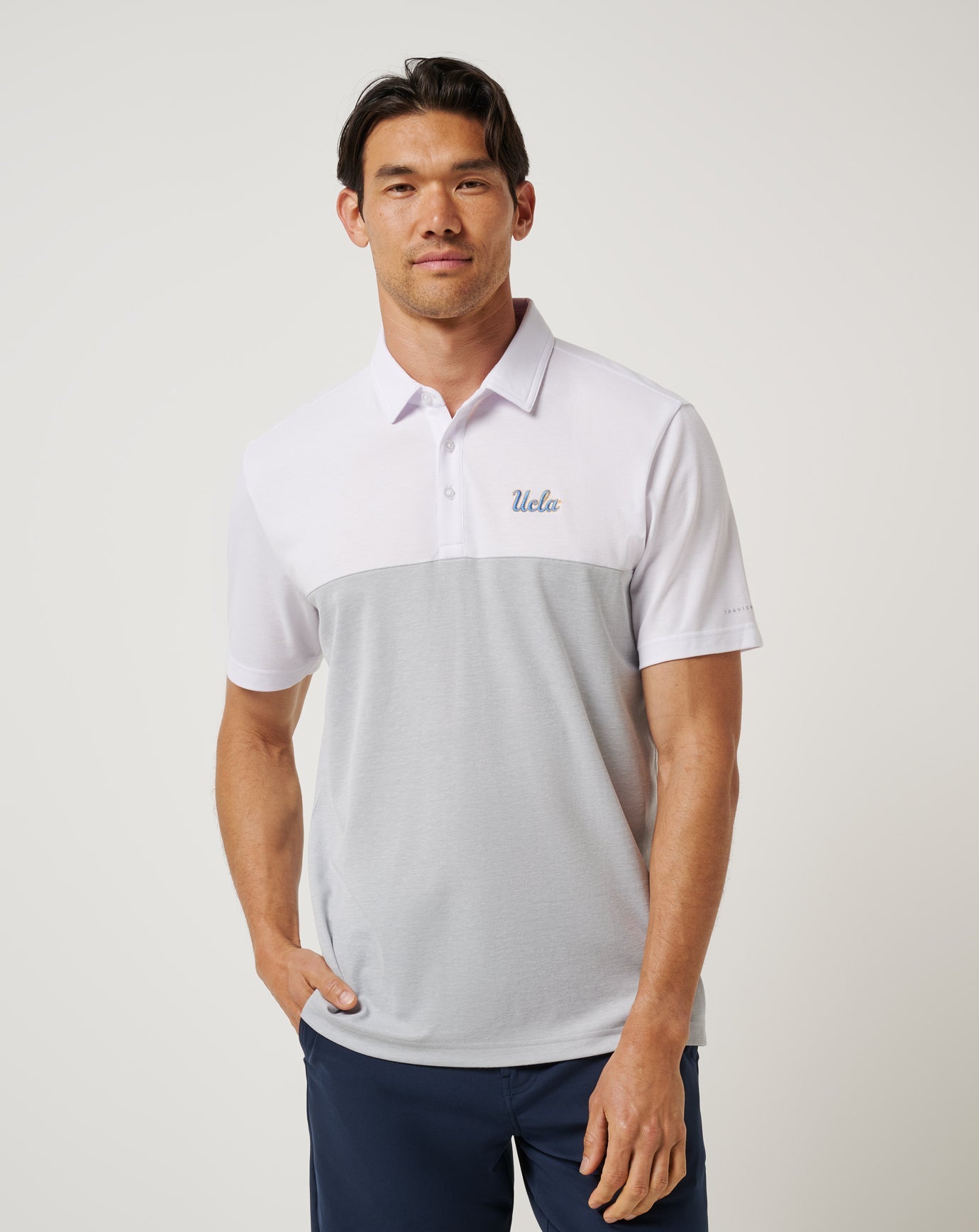 White/Heather Grey Travis Mathew UCLA Drop Back Polo