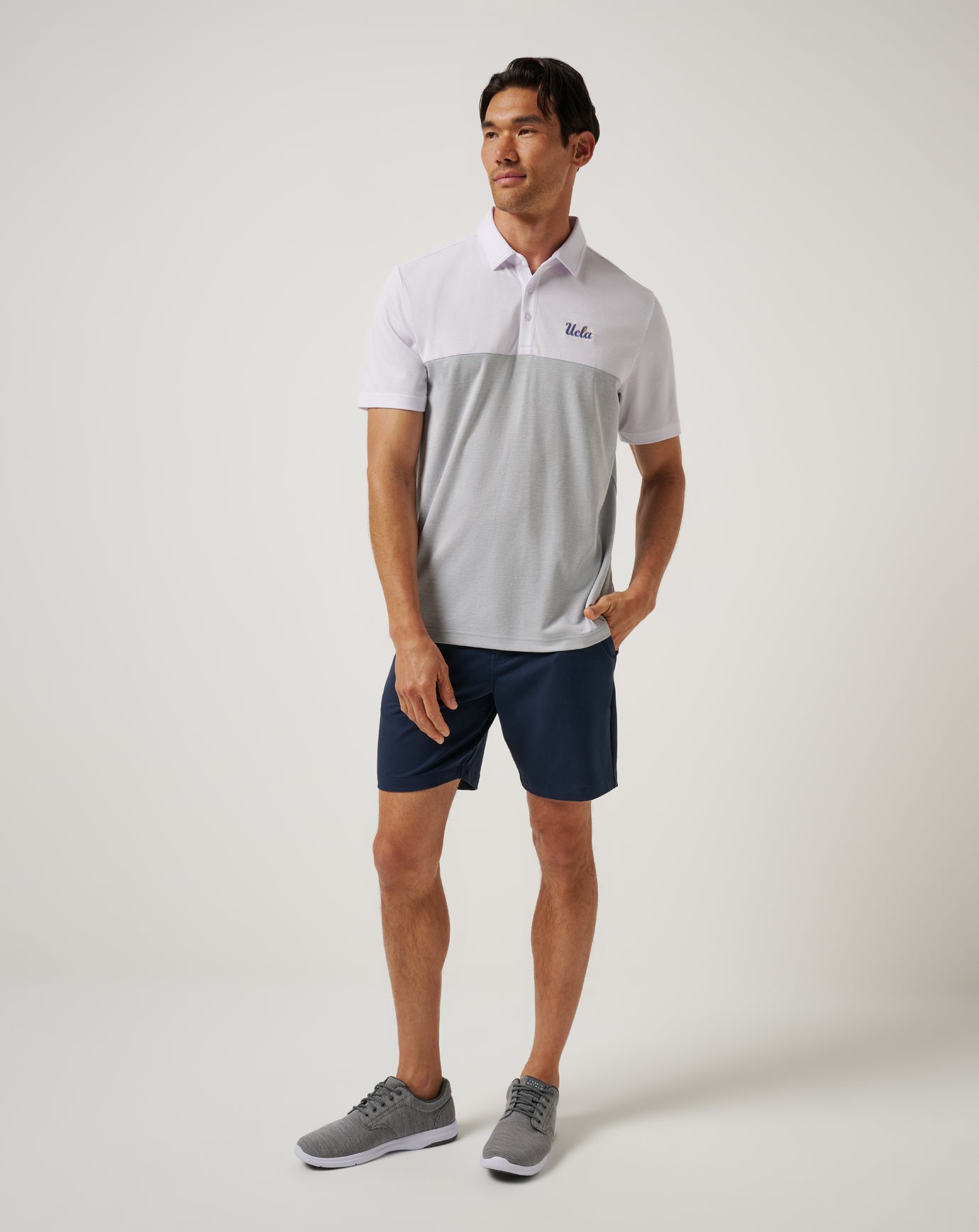 White/Heather Grey Travis Mathew UCLA Drop Back Polo