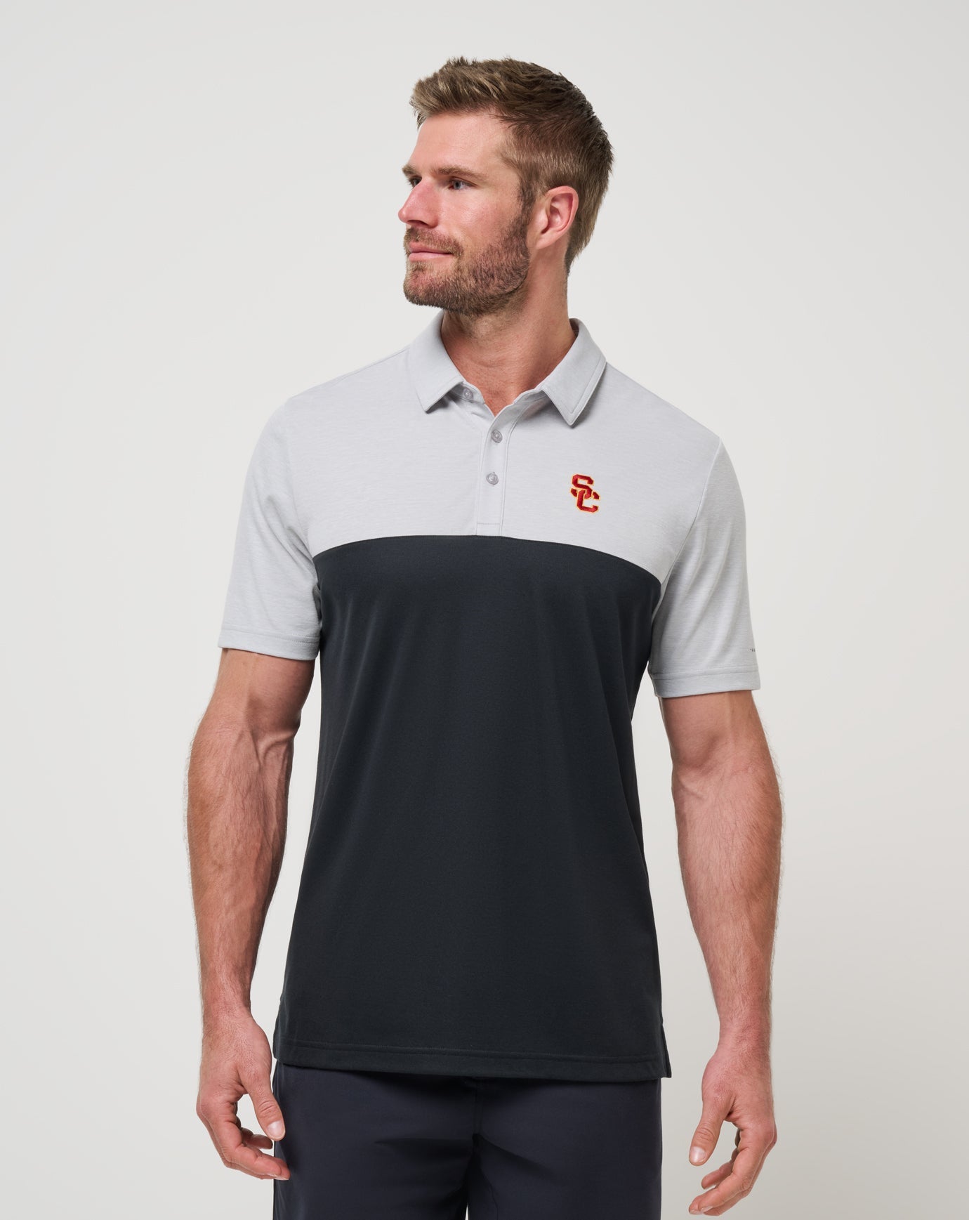 Heather Grey/Black Travis Mathew USC Drop Back Polo