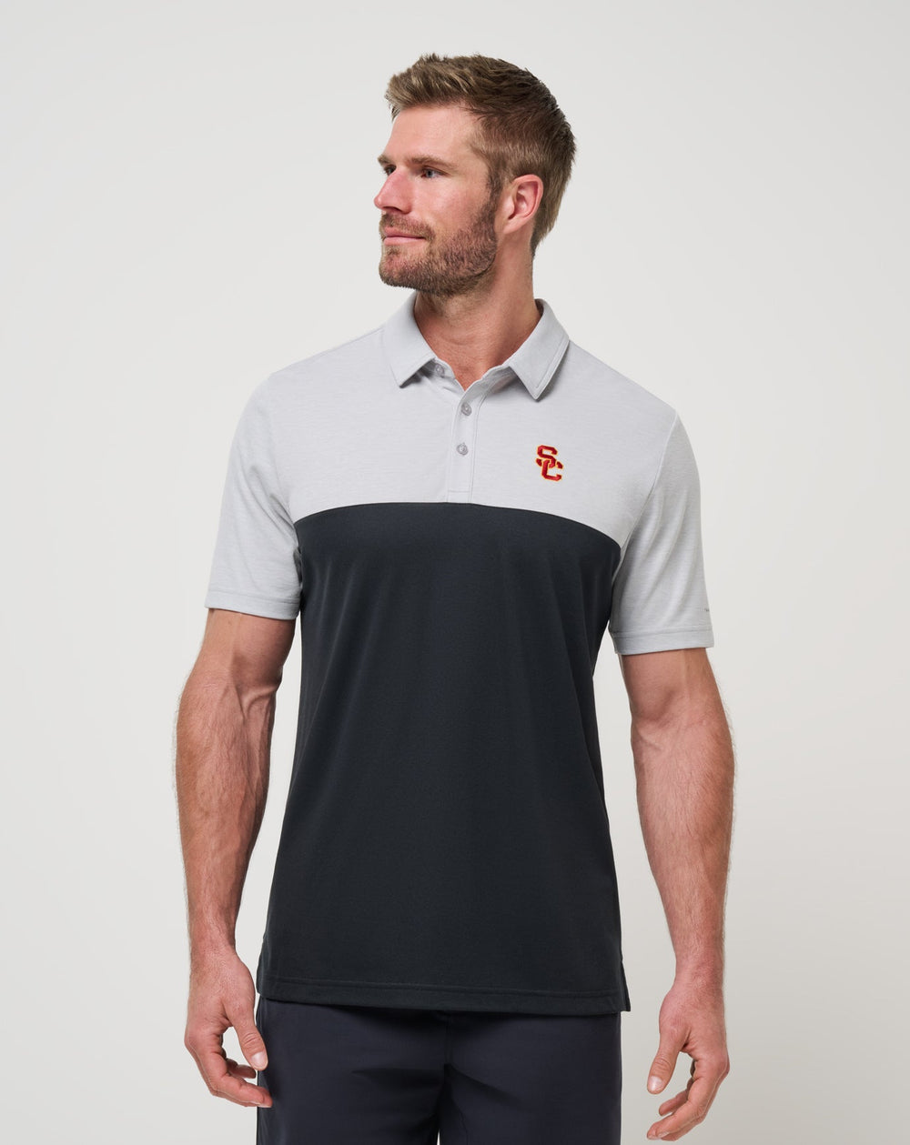 Heather Grey/Black Travis Mathew USC Drop Back Polo