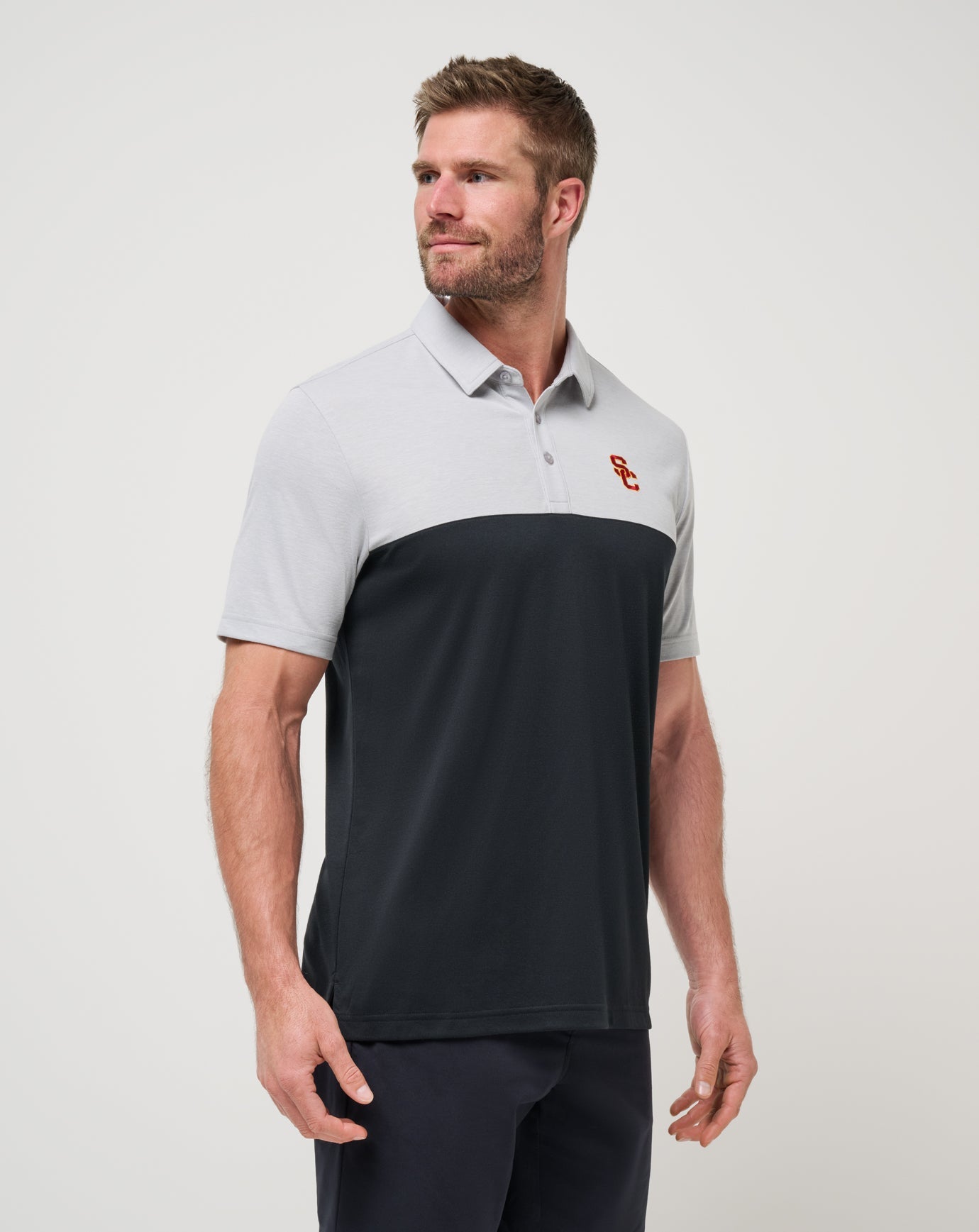 Heather Grey/Black Travis Mathew USC Drop Back Polo
