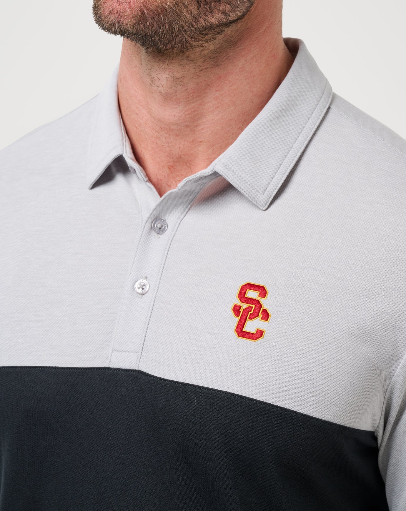 Heather Grey/Black Travis Mathew USC Drop Back Polo