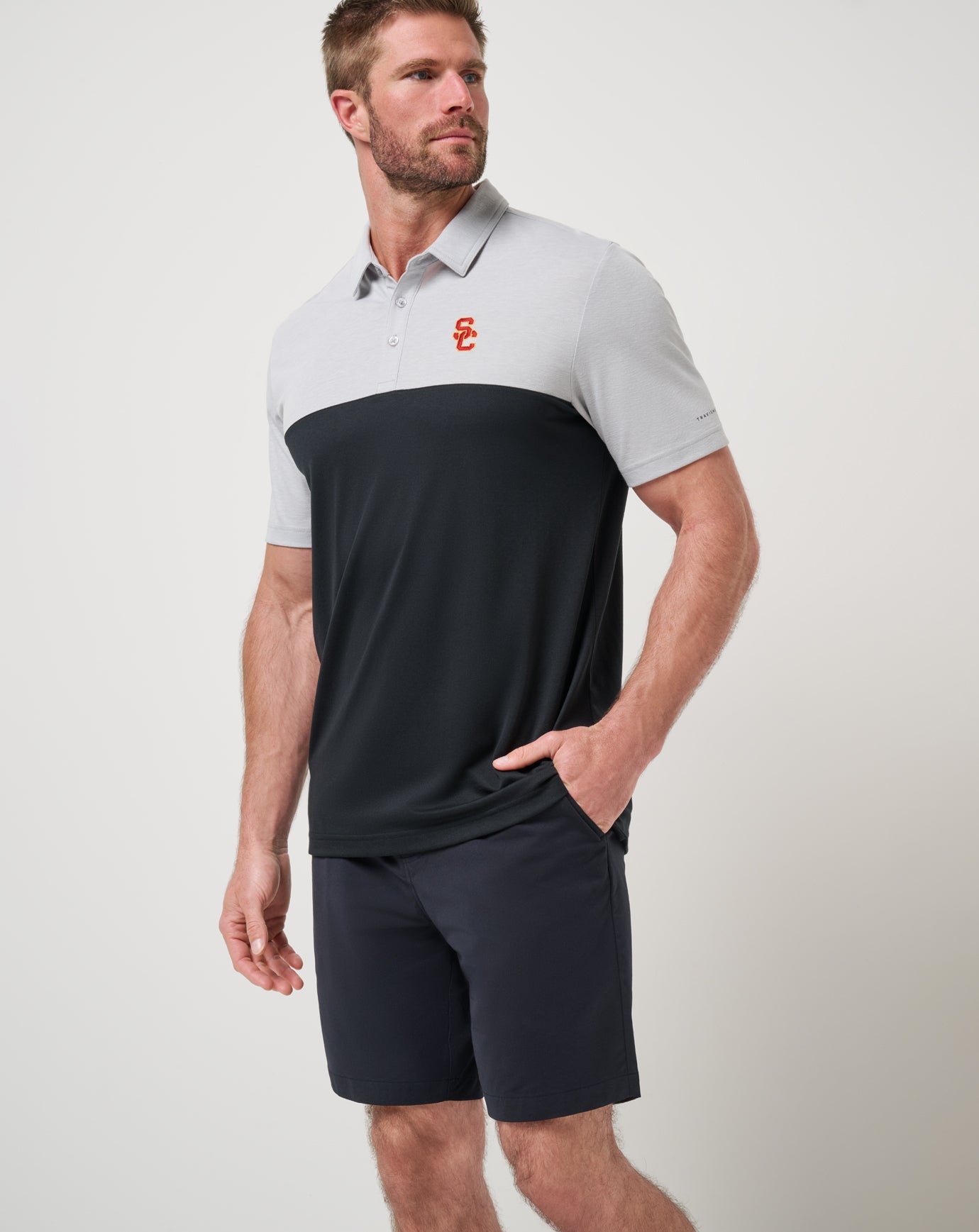 Heather Grey/Black Travis Mathew USC Drop Back Polo