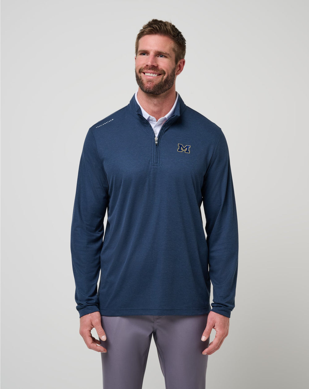 Navy Travis Mathew Michigan Time To Tailgate Quarter Zip