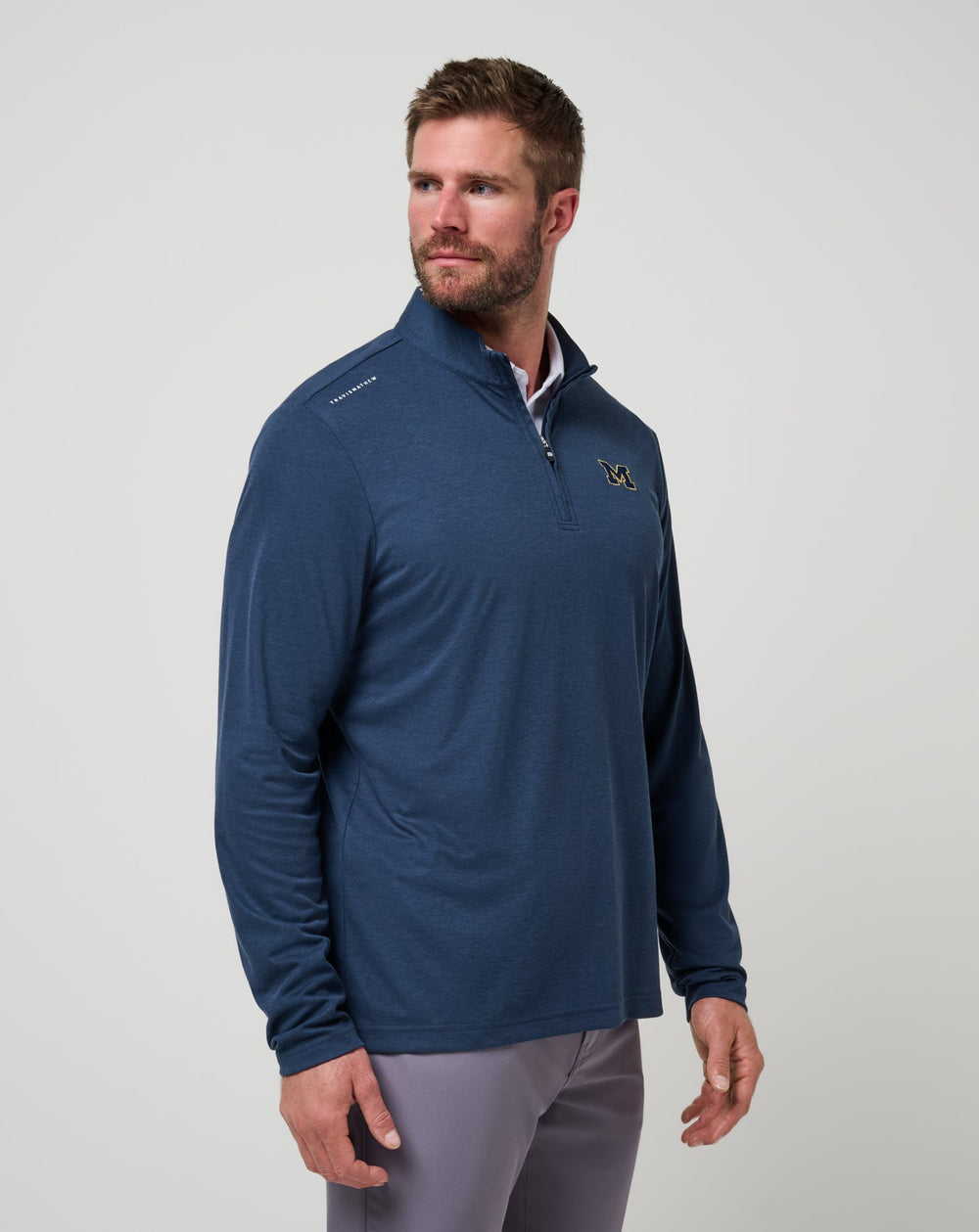 Navy Travis Mathew Michigan Time To Tailgate Quarter Zip