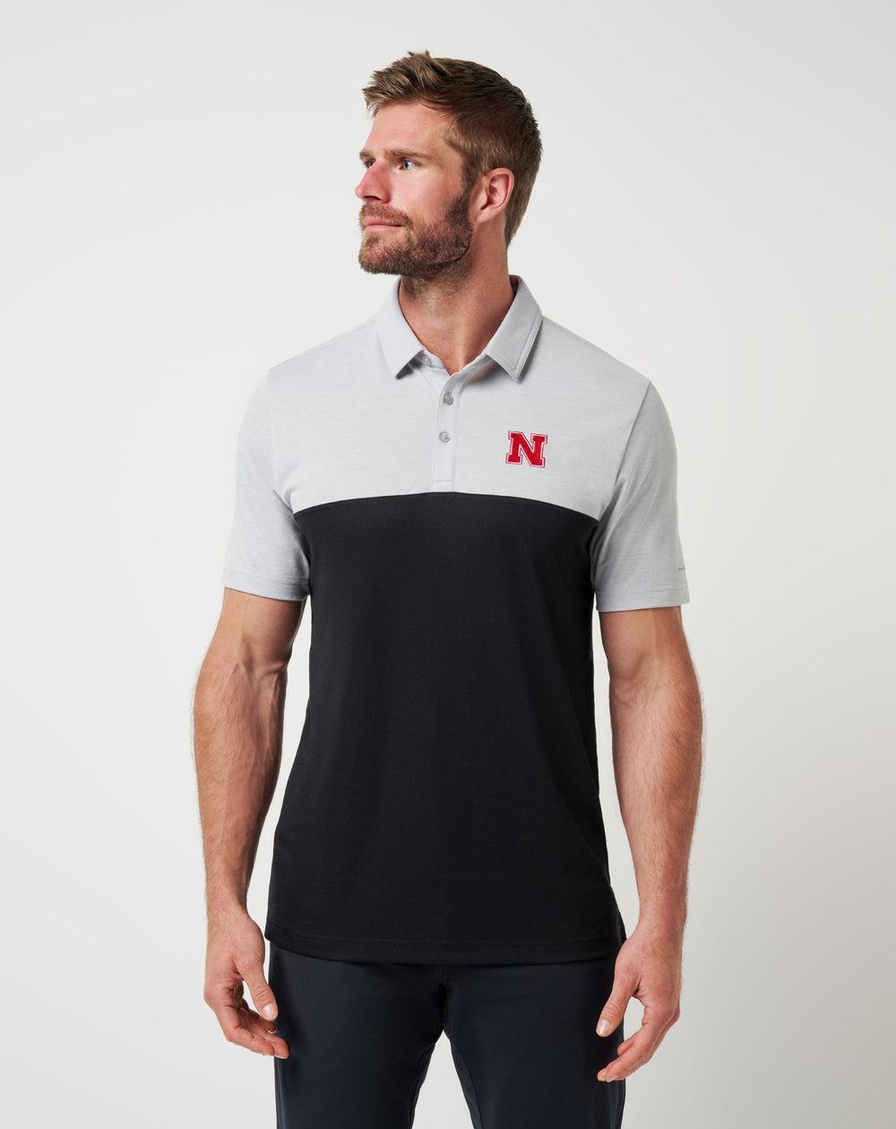 Heather Grey/Black Travis Mathew Nebraska Drop Back Polo