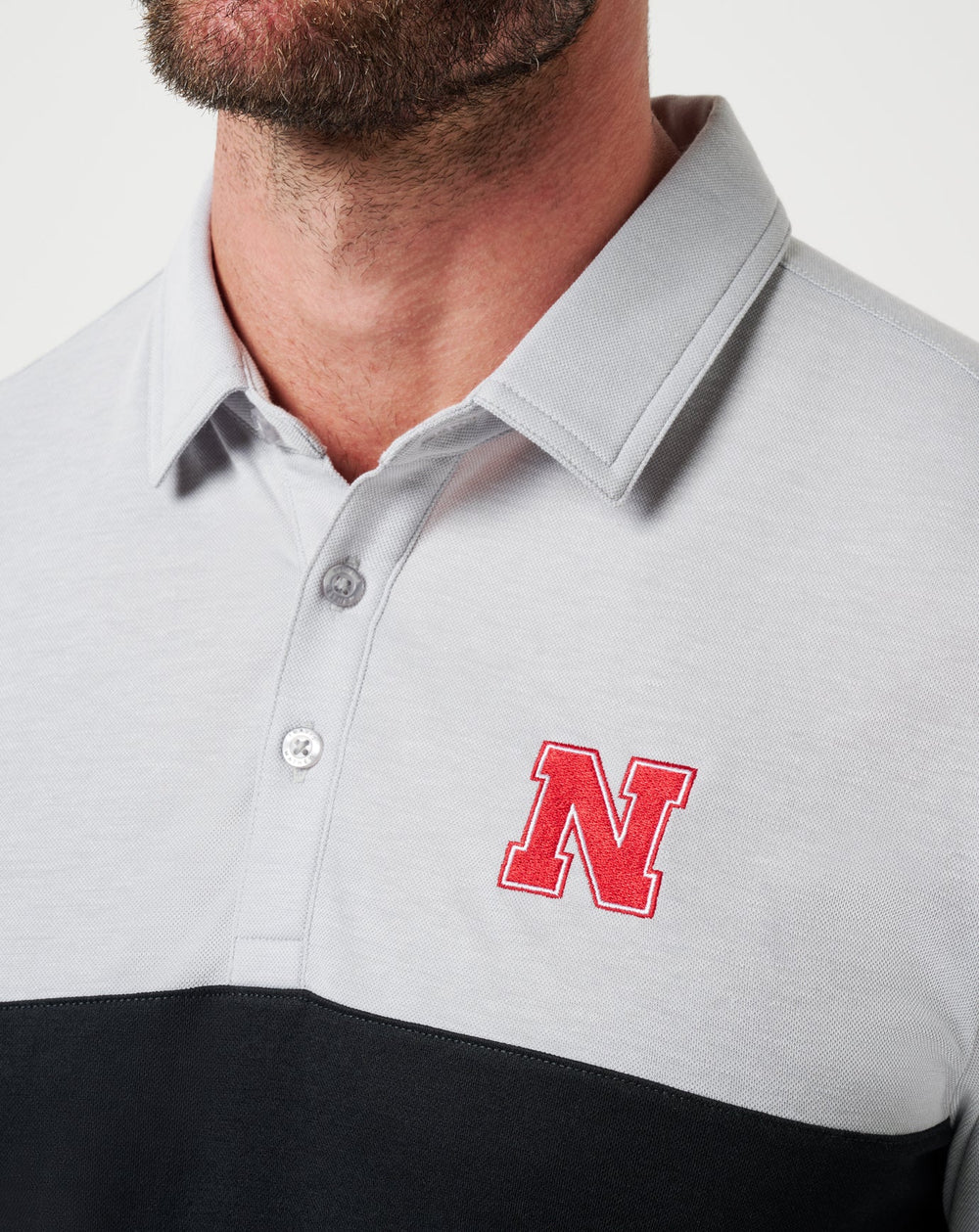 Heather Grey/Black Travis Mathew Nebraska Drop Back Polo