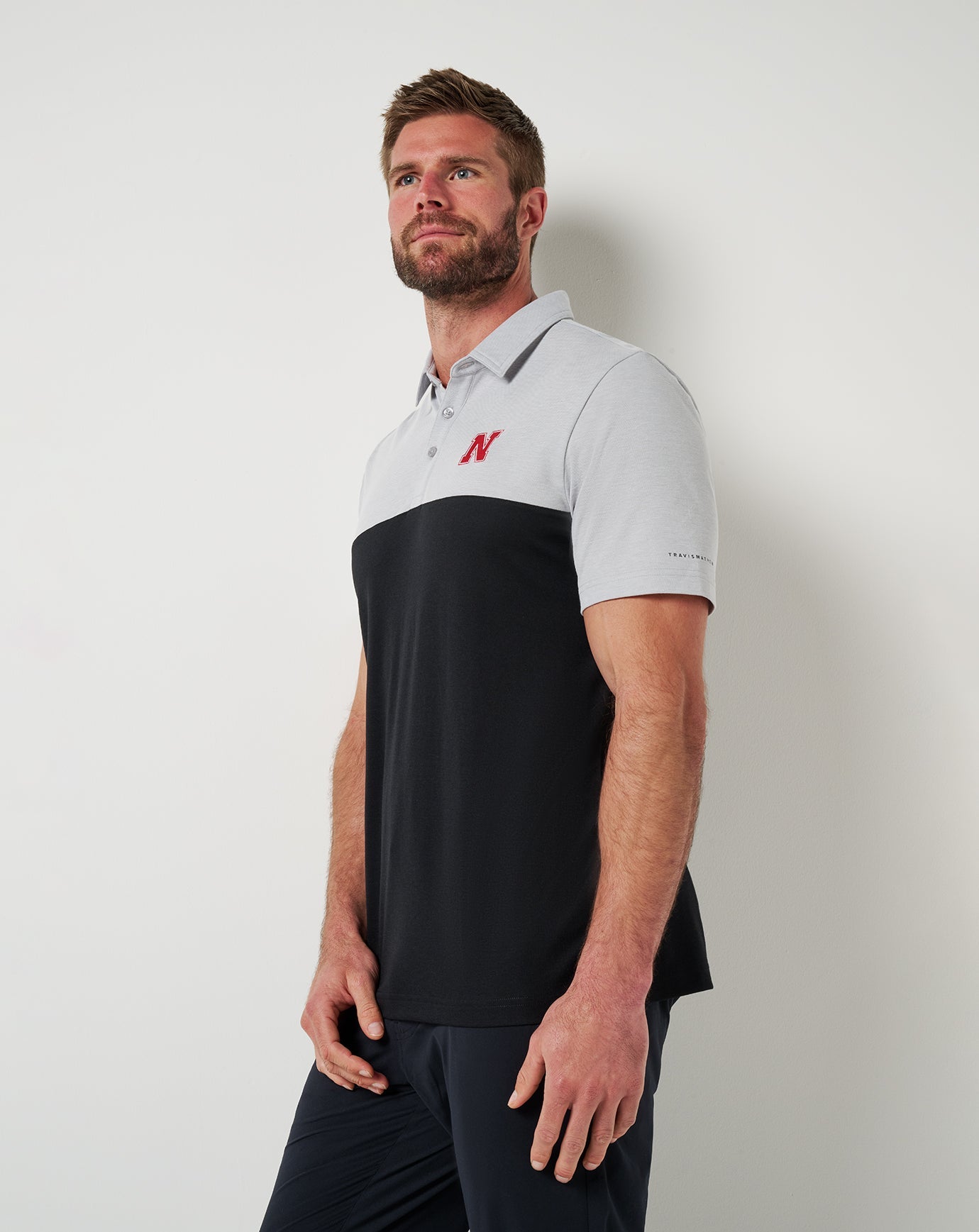 Heather Grey/Black Travis Mathew Nebraska Drop Back Polo