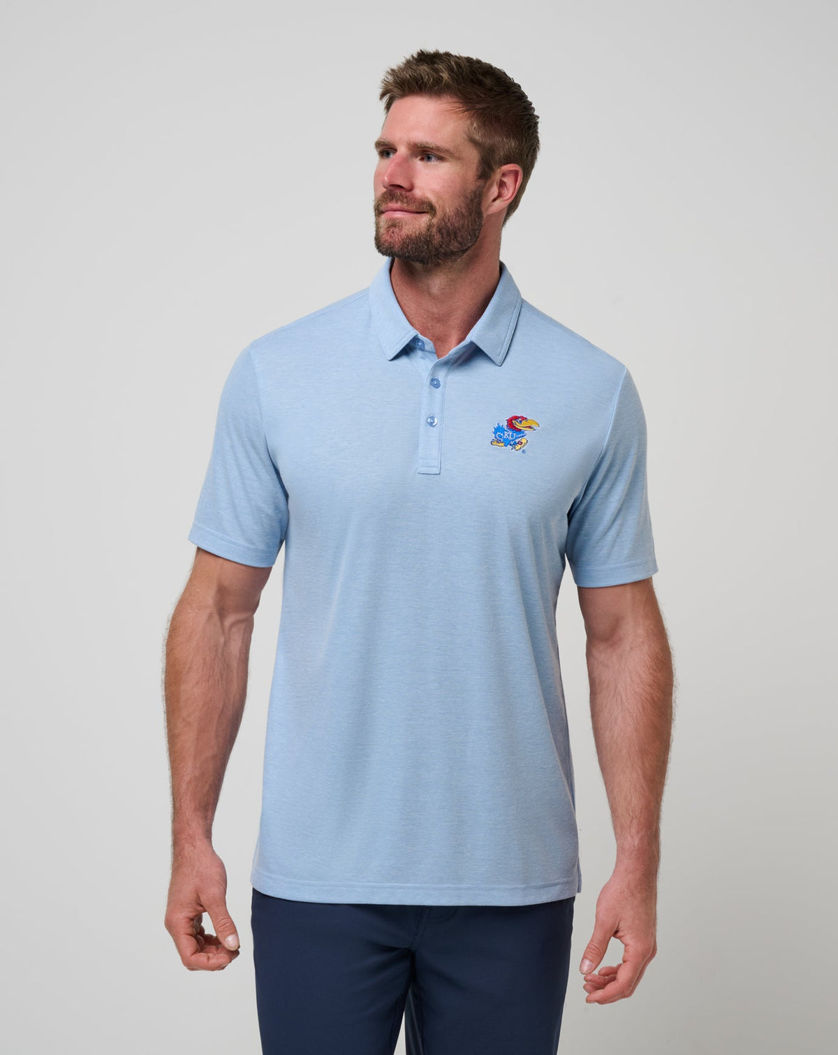 Heather Blue Travis Mathew Kansas School Pride Polo