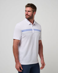 White/Blue Travis Mathew Kansas Top Recruit Polo