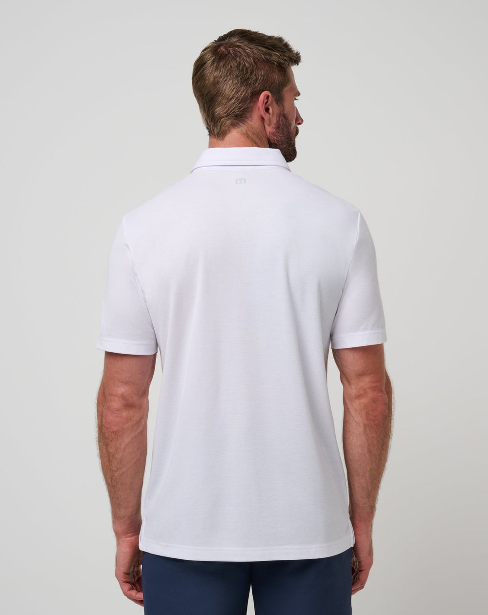 White/Blue Travis Mathew Kansas Top Recruit Polo