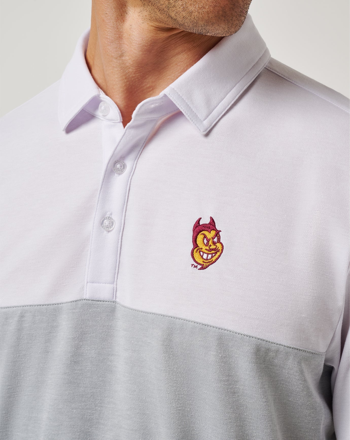 White/Heather Grey Travis Mathew ASU Drop Back Polo