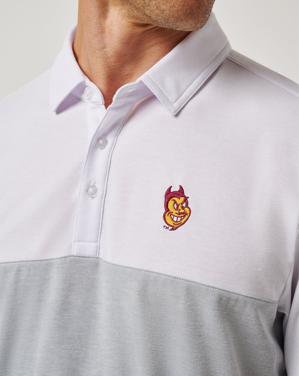 White/Heather Grey Travis Mathew ASU Drop Back Polo