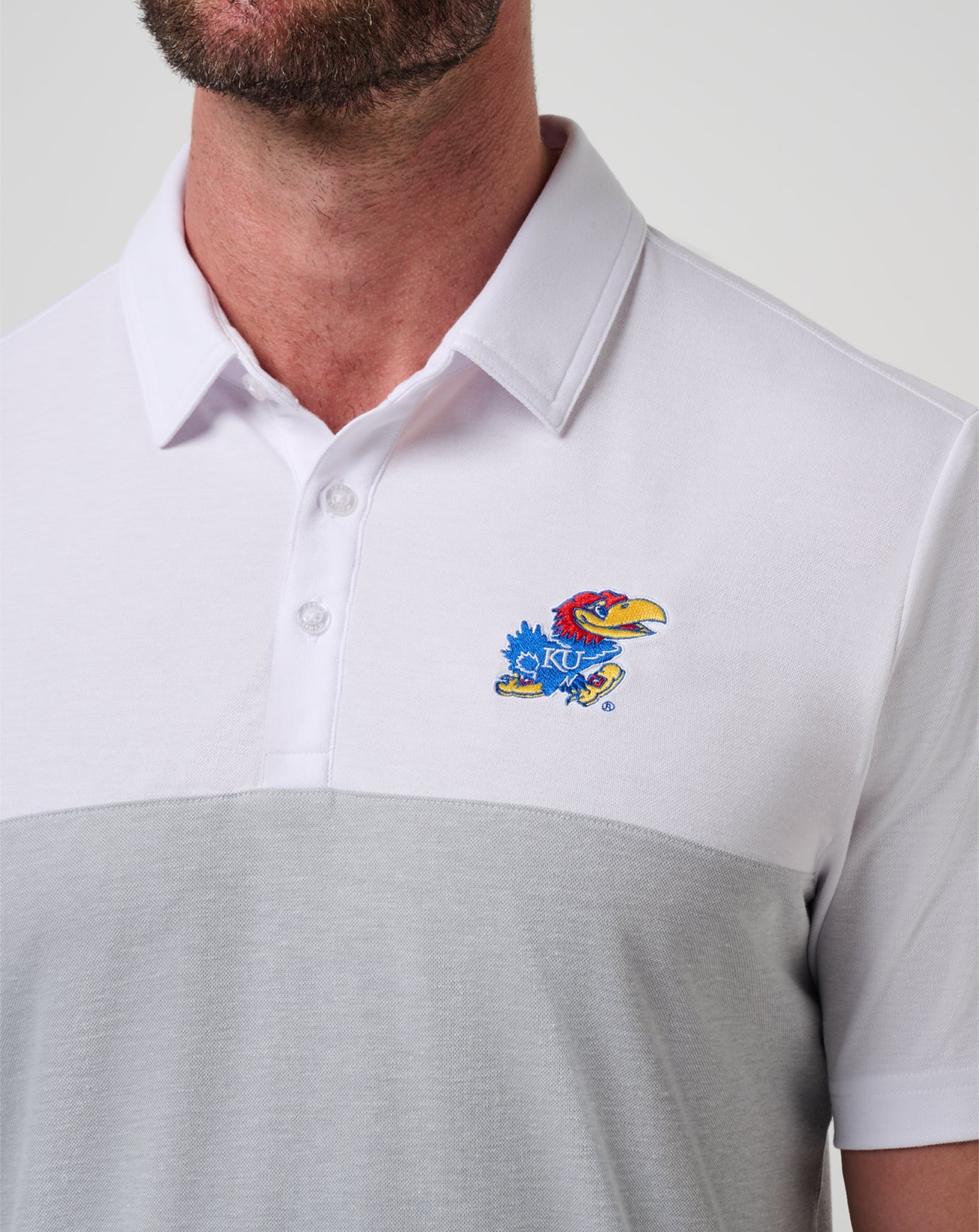 White/Heather Grey Travis Mathew Kansas Drop Back Polo