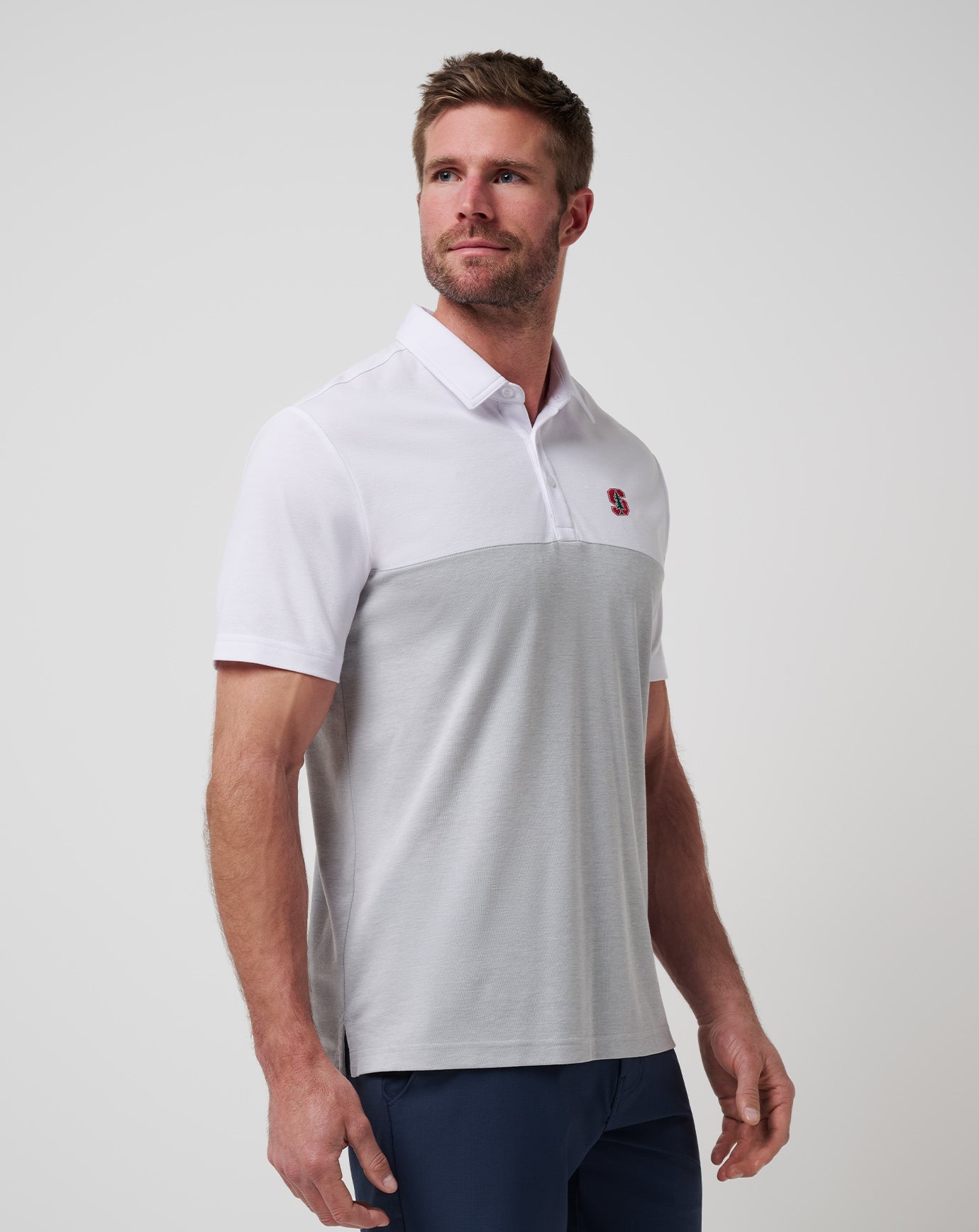 White/Heather Grey Travis Mathew Stanford Drop Back Polo