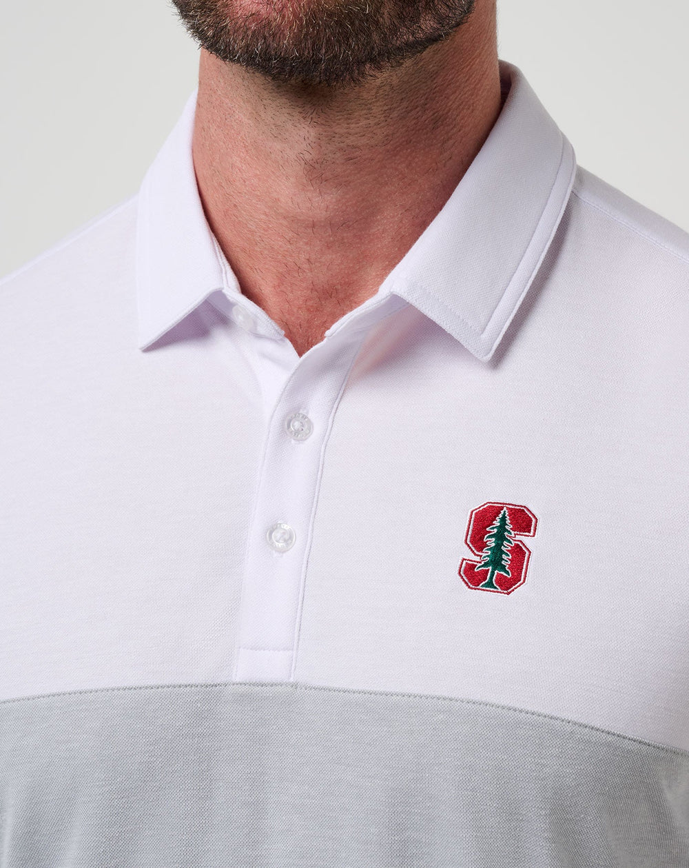 White/Heather Grey Travis Mathew Stanford Drop Back Polo