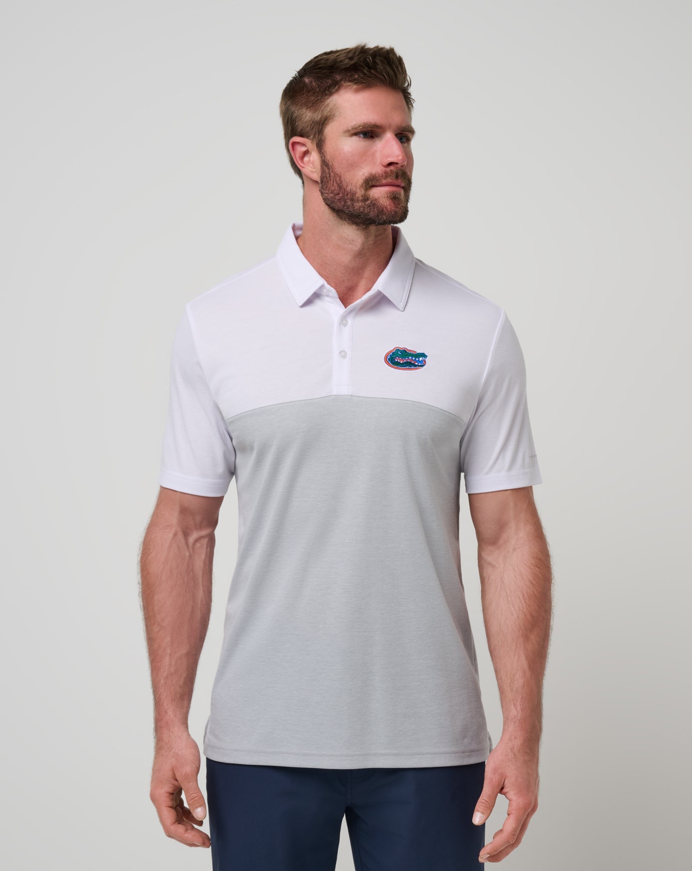 White/Heather Grey Travis Mathew Florida Drop Back Polo