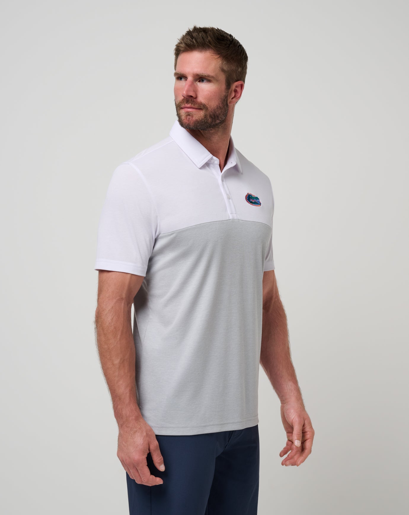 White/Heather Grey Travis Mathew Florida Drop Back Polo