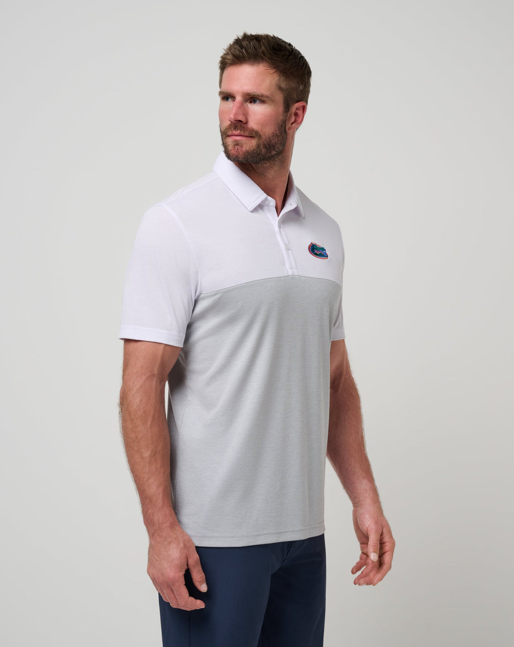 White/Heather Grey Travis Mathew Florida Drop Back Polo