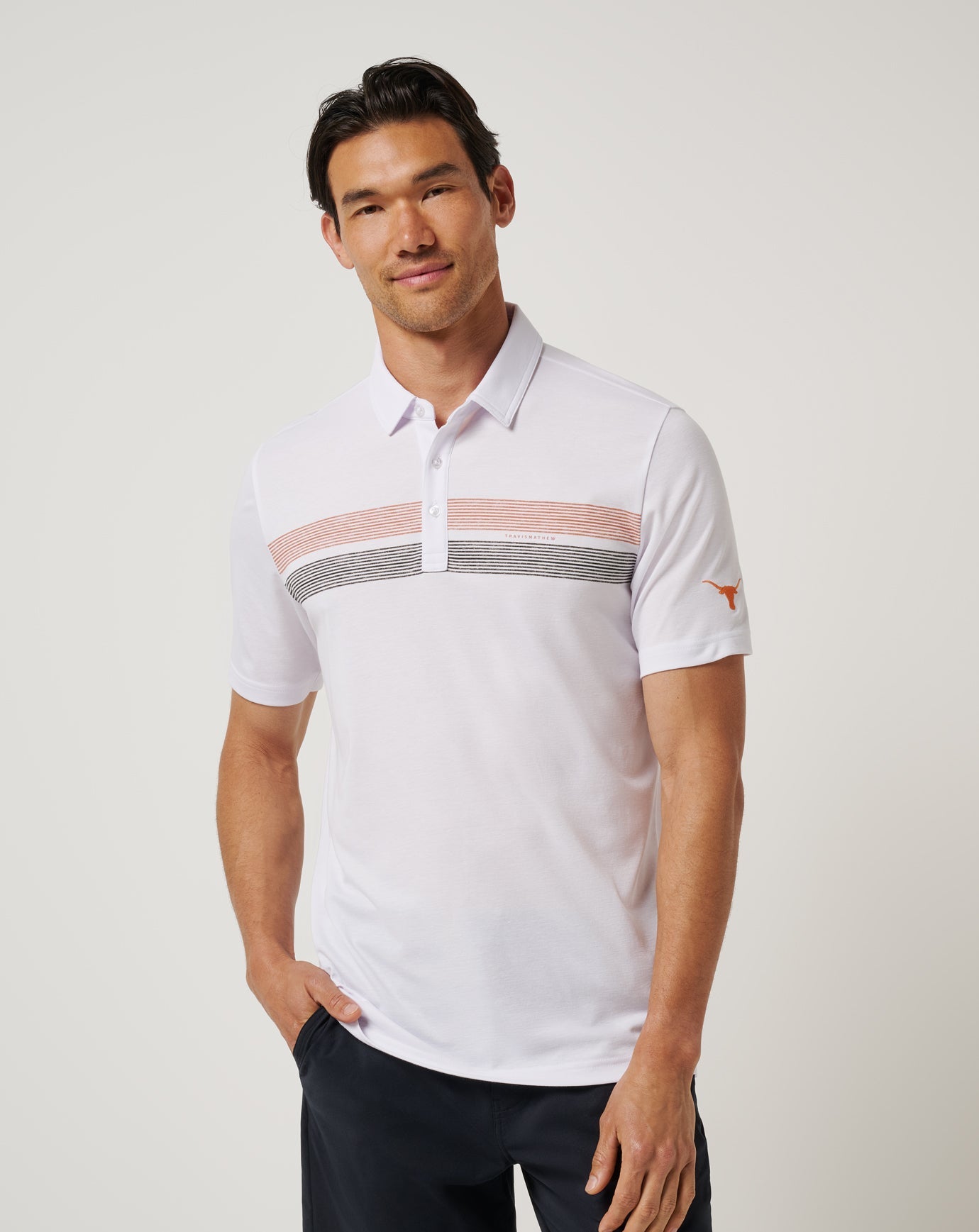 White/Orange Travis Mathew UT Austin Top Recruit Polo