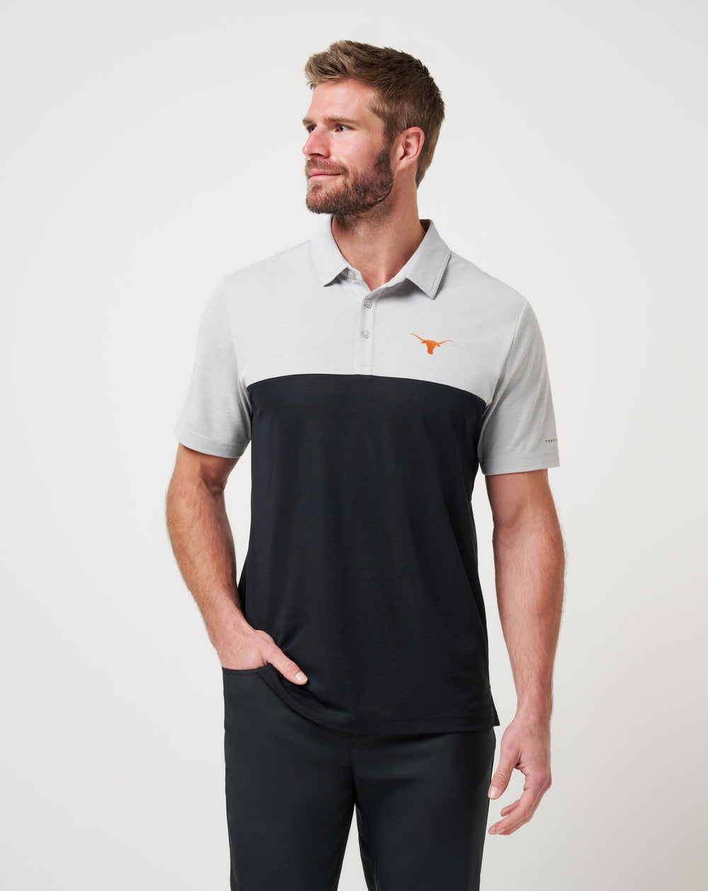 Heather Grey/Black Travis Mathew UT Austin Drop Back Polo