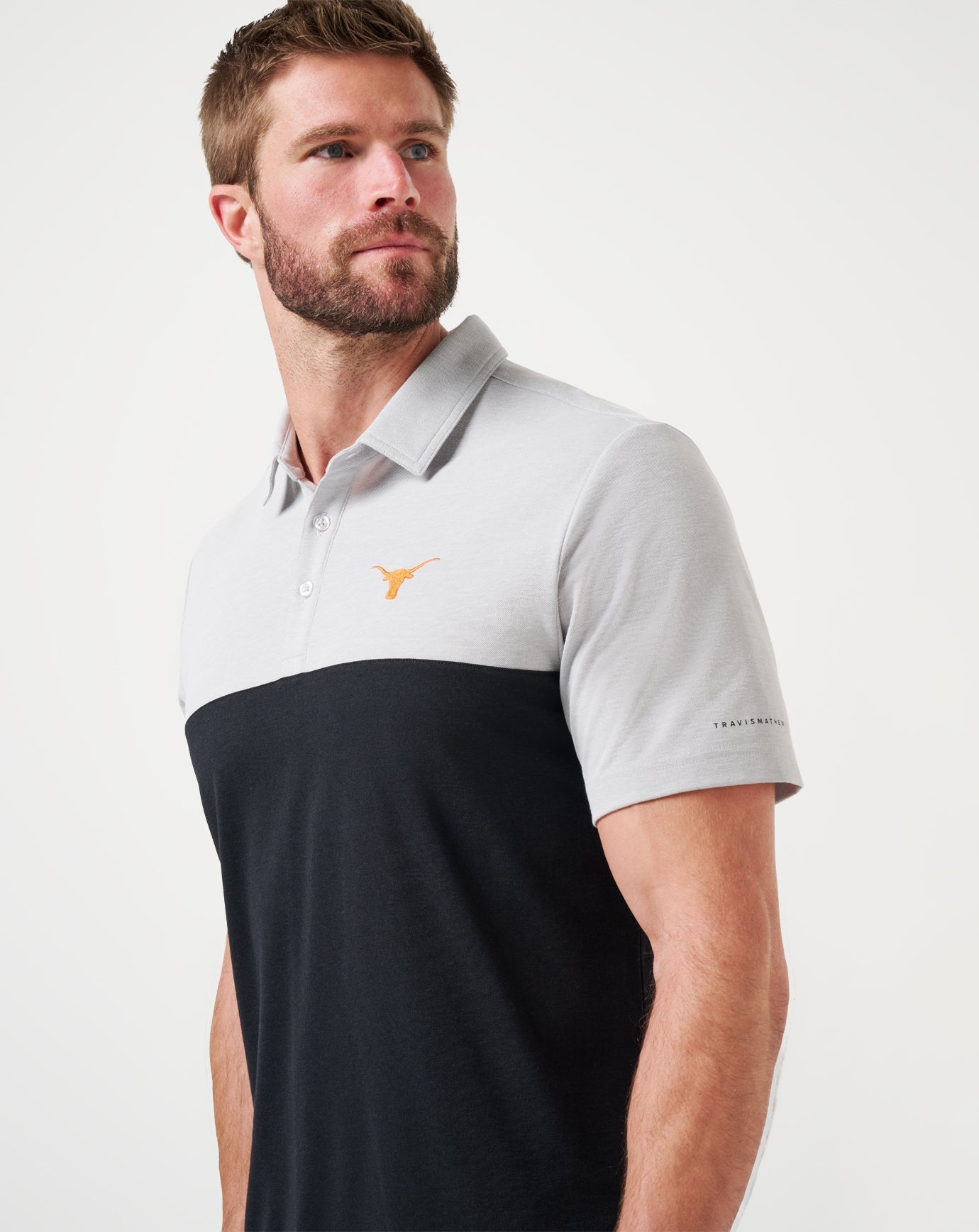 Heather Grey/Black Travis Mathew UT Austin Drop Back Polo